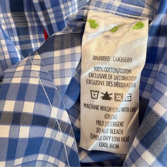 Robert Graham X Collection Plaid Check Button Front Shirt Blue Large Flip Cuff - Picture 6 of 6
